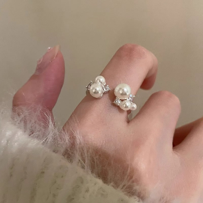 Wholesale Pearl and zircon open ring